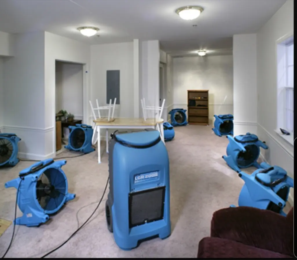 Air movers and dehumidifier setup for Water Damage Restoration in Cimarron Hills