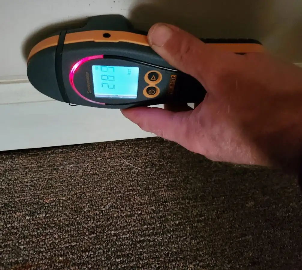 Moisture detection at baseboard during Burst Pipe Cleanup in Cimarron Hills